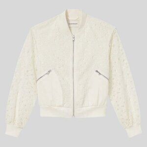 CLUB MONACO NWT Lace Utility Bomber Blanc De Blanc Jacket Size XS